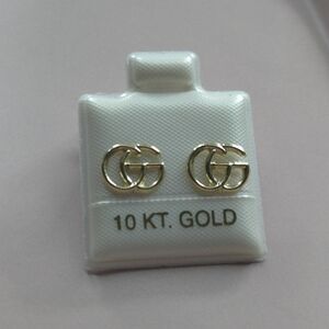 Gold Logo Stud Earrings
